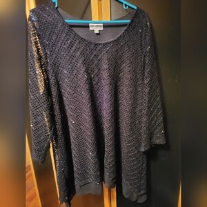 3X Black Sparkly Knit Shirt